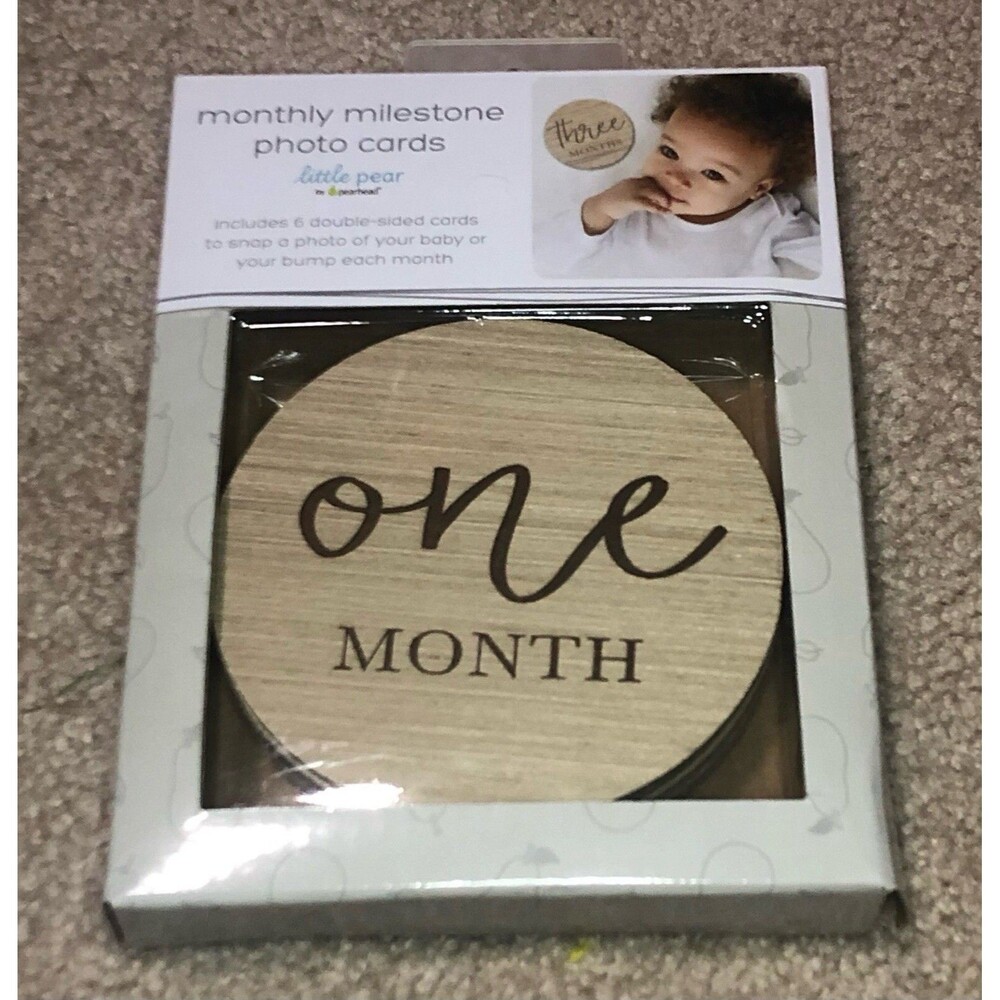 Little Pear Wooden Milestone Photo Cards Baby Announcement Cards Double Sided
